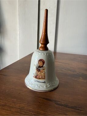 Hummel Porcelain Bell with Wooden Handle - White and Brown CINDERELLA